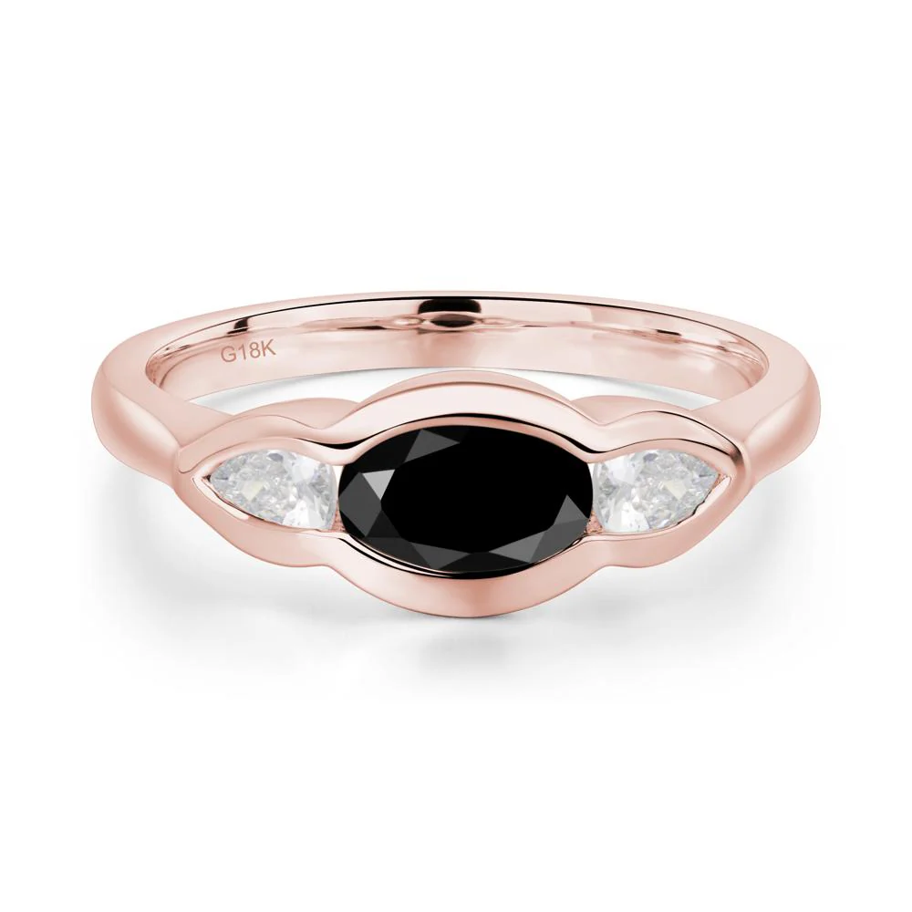 3 Stone Bezel Set Black Spinel Wave Ring - Image 5
