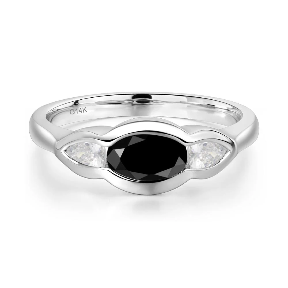 3 Stone Bezel Set Black Spinel Wave Ring - Image 7