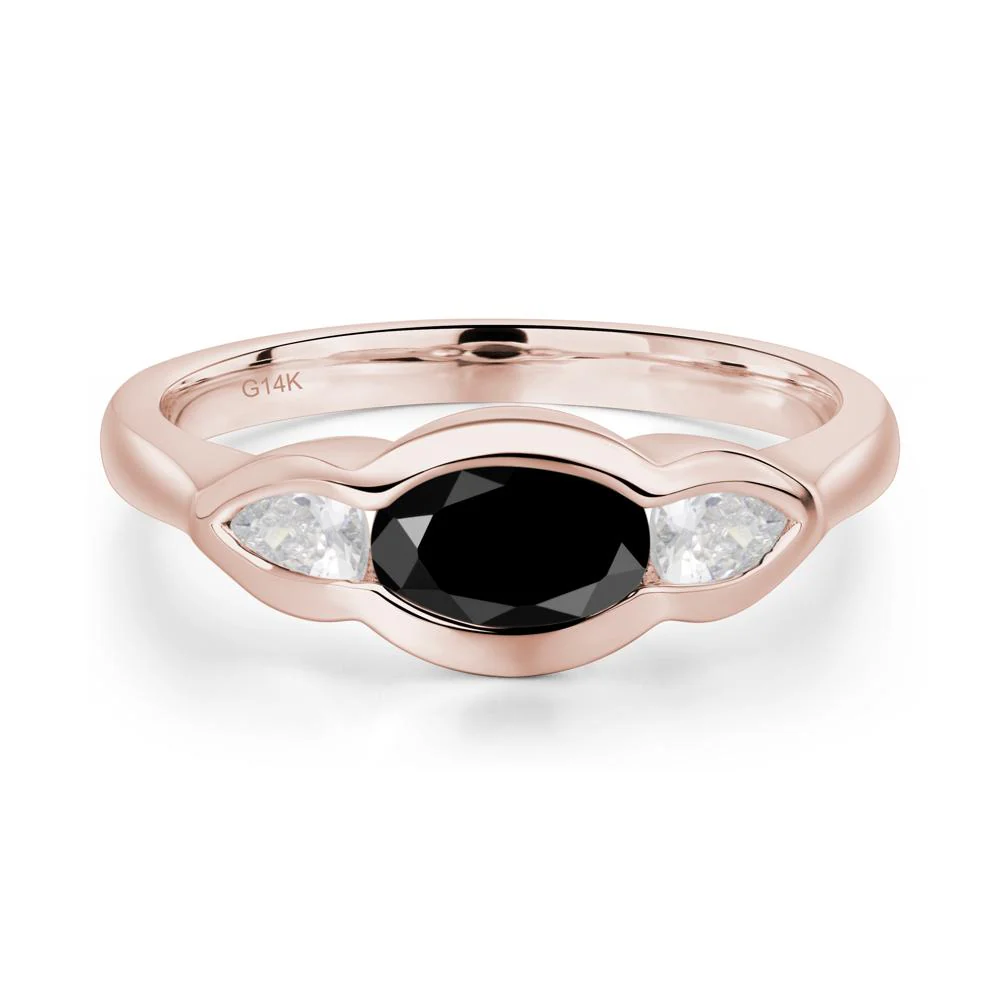 3 Stone Bezel Set Black Spinel Wave Ring - Image 9