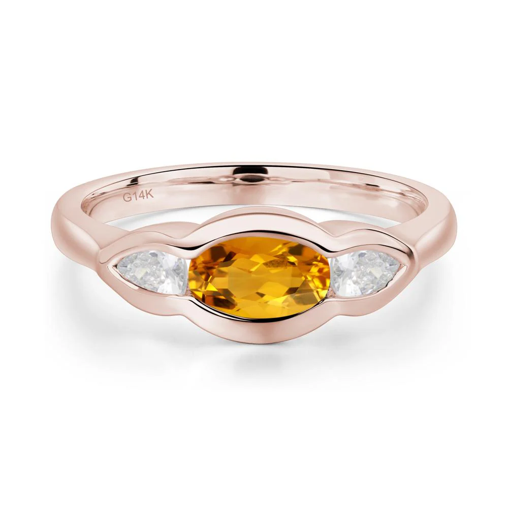 Citrine Oval Three Stone Engagement Ring