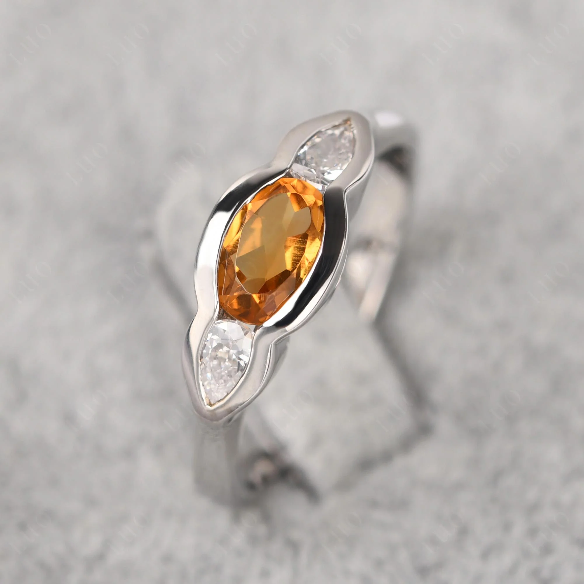 Citrine Oval Three Stone Engagement Ring - Image 10