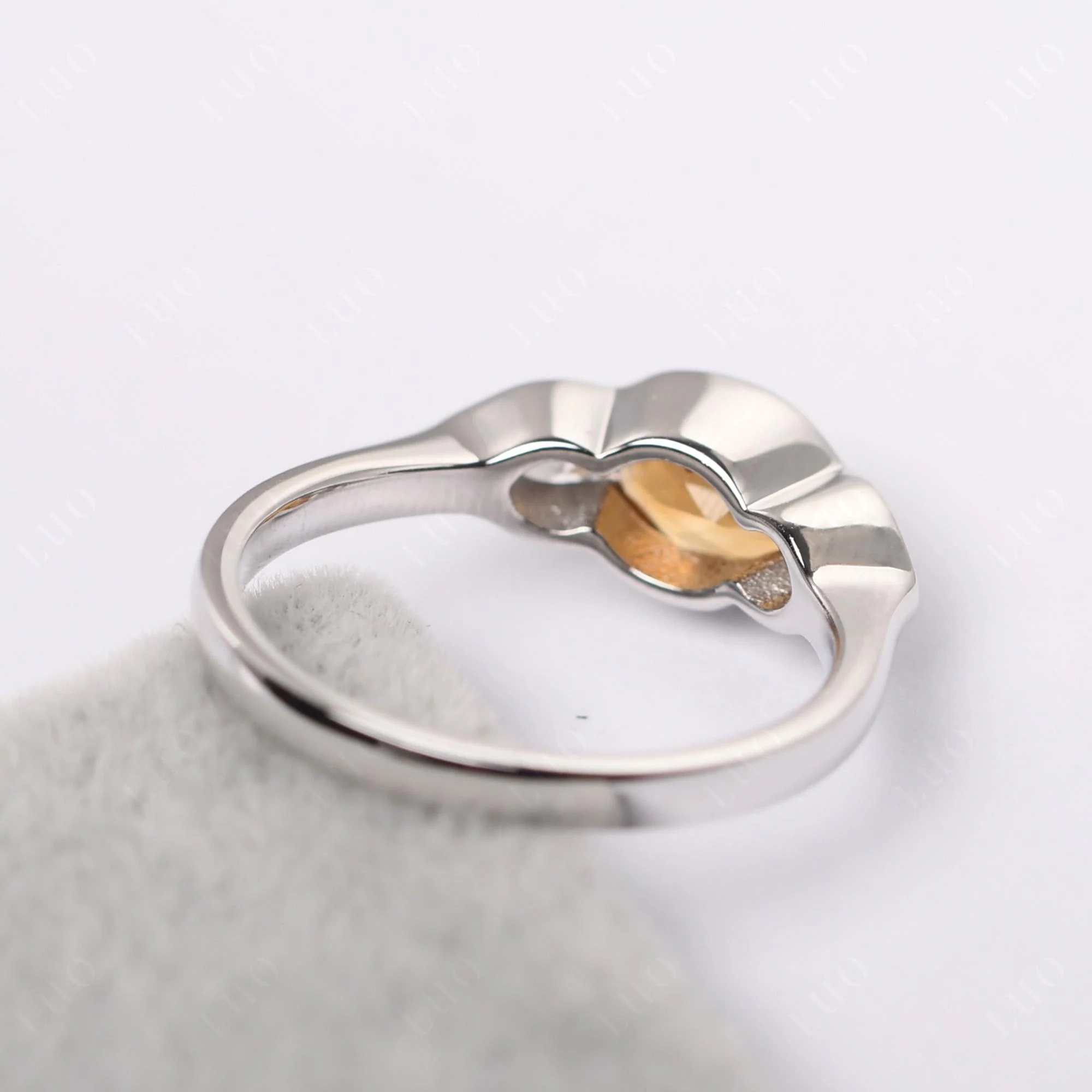 Citrine Oval Three Stone Engagement Ring - Image 12