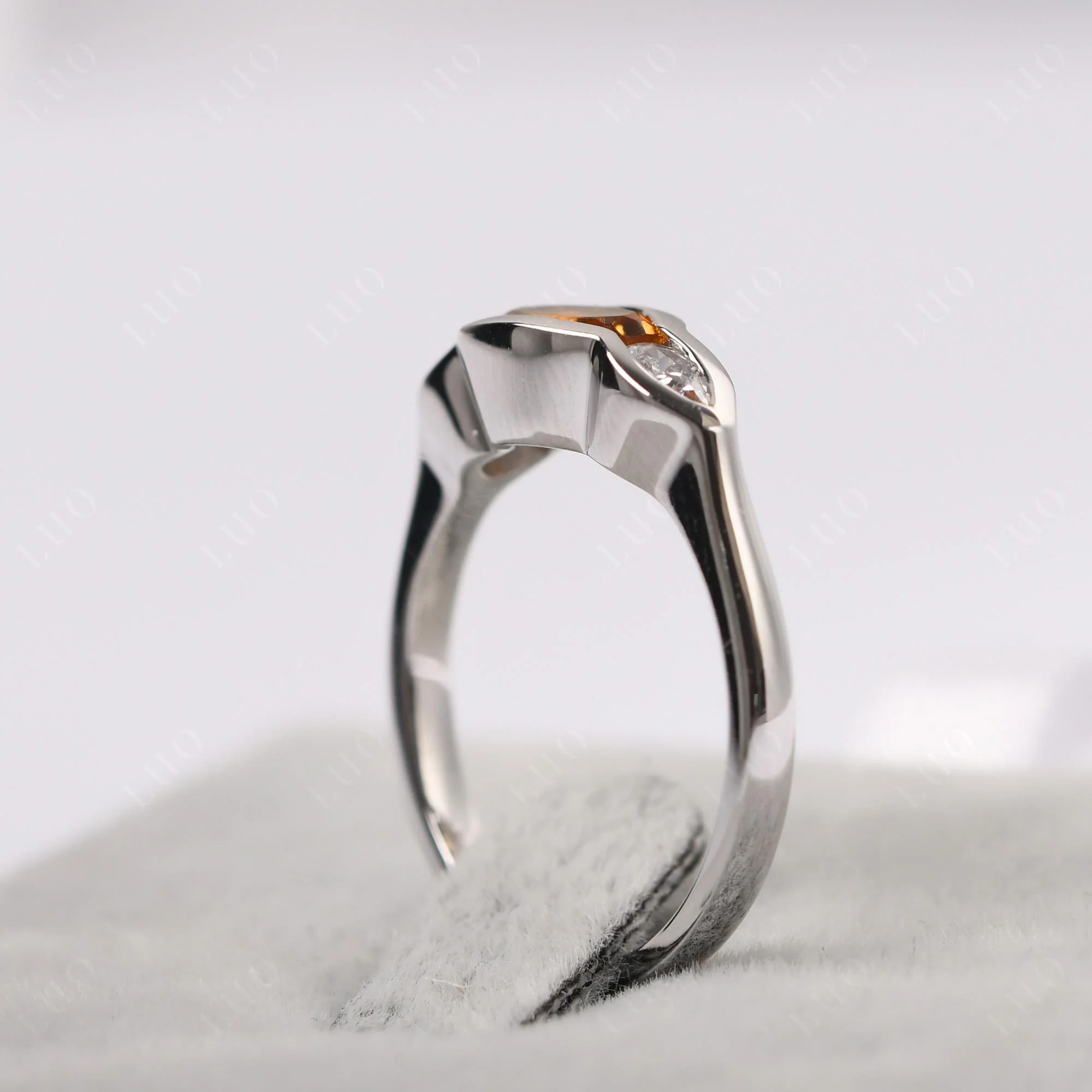 Citrine Oval Three Stone Engagement Ring - Image 13