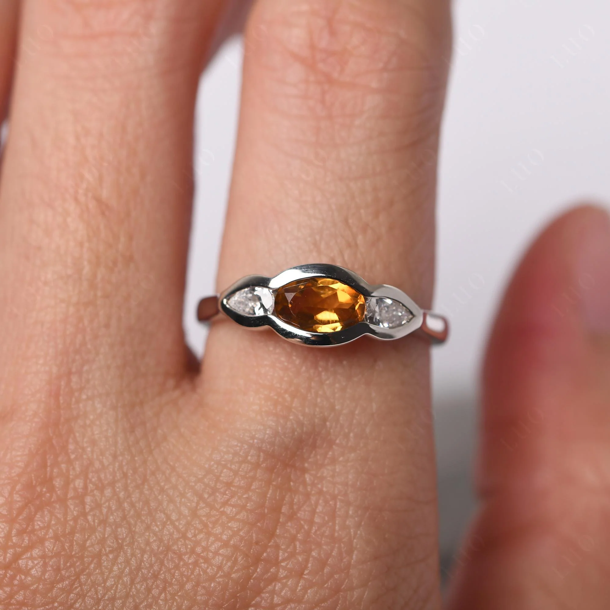 Citrine Oval Three Stone Engagement Ring - Image 14