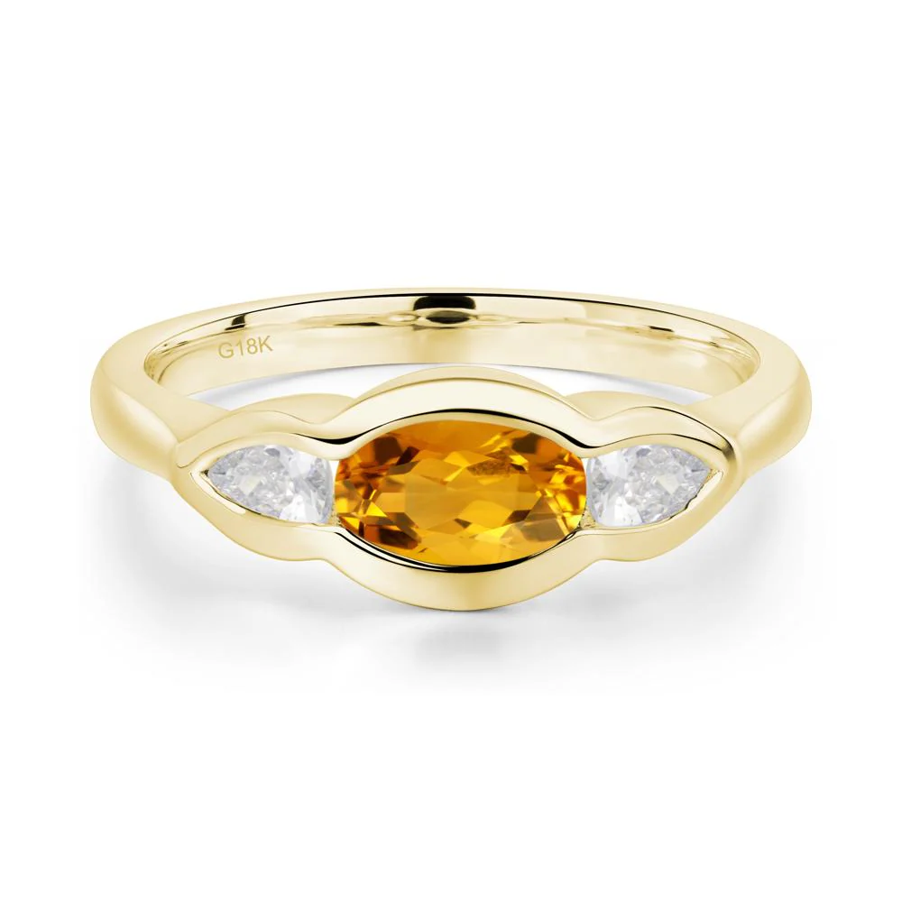 Citrine Oval Three Stone Engagement Ring - Image 2