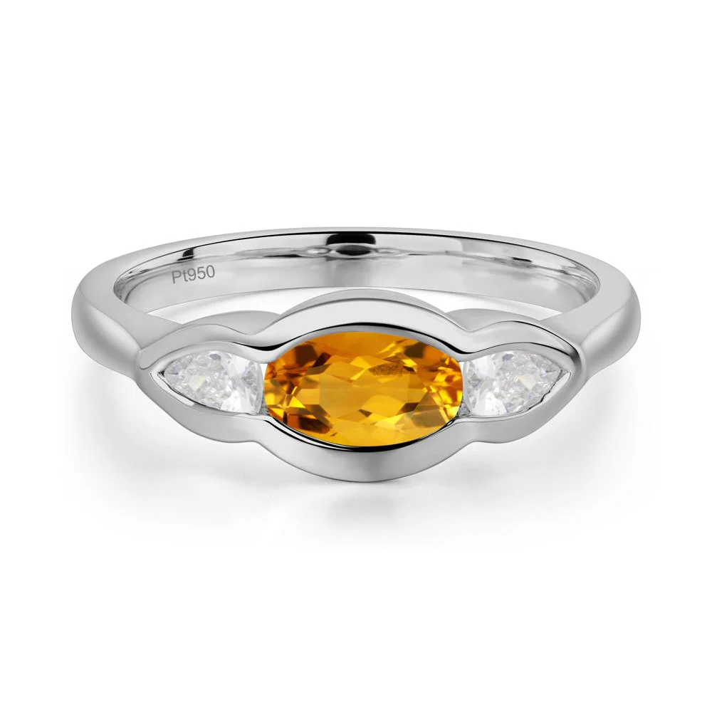 Citrine Oval Three Stone Engagement Ring - Image 3
