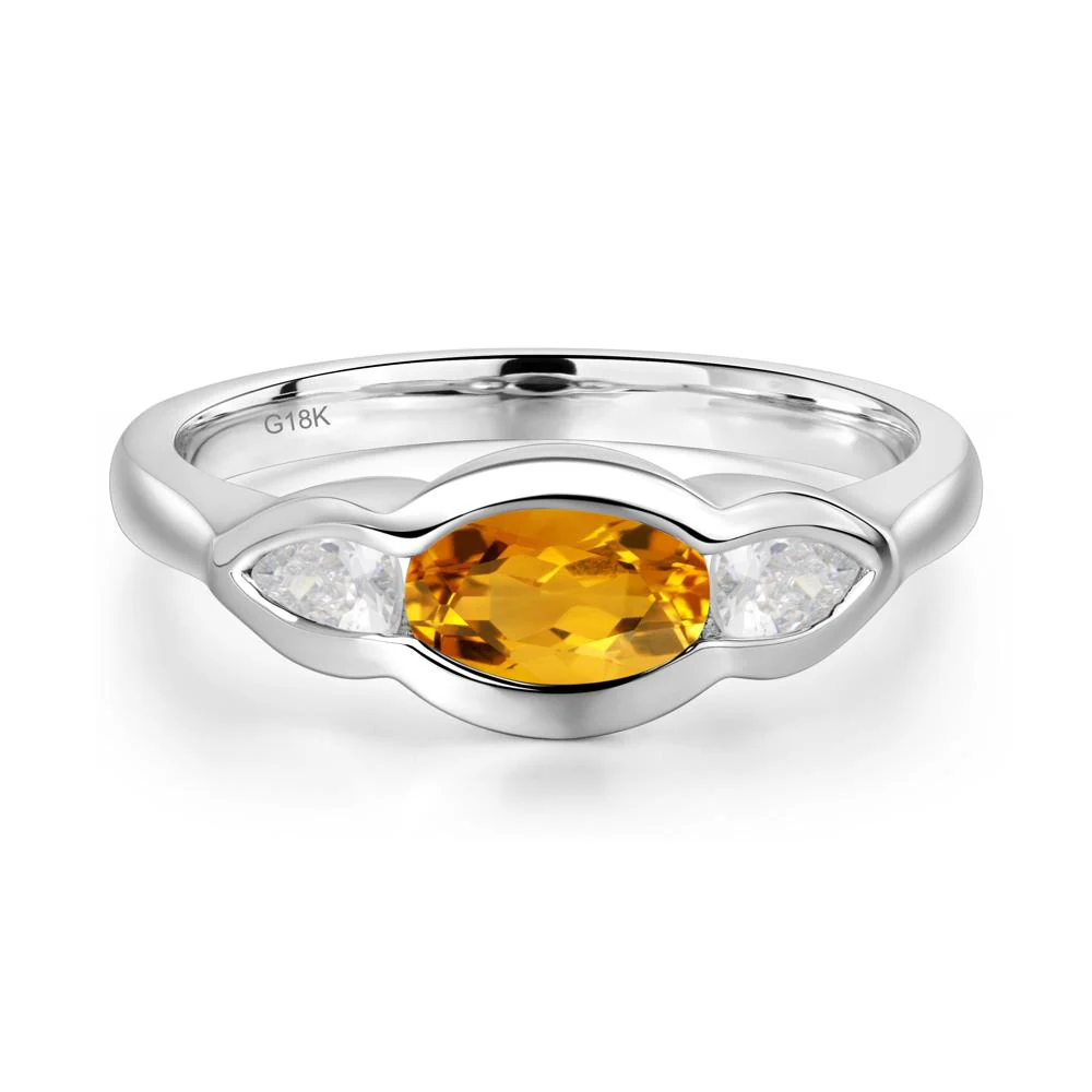 Citrine Oval Three Stone Engagement Ring - Image 4