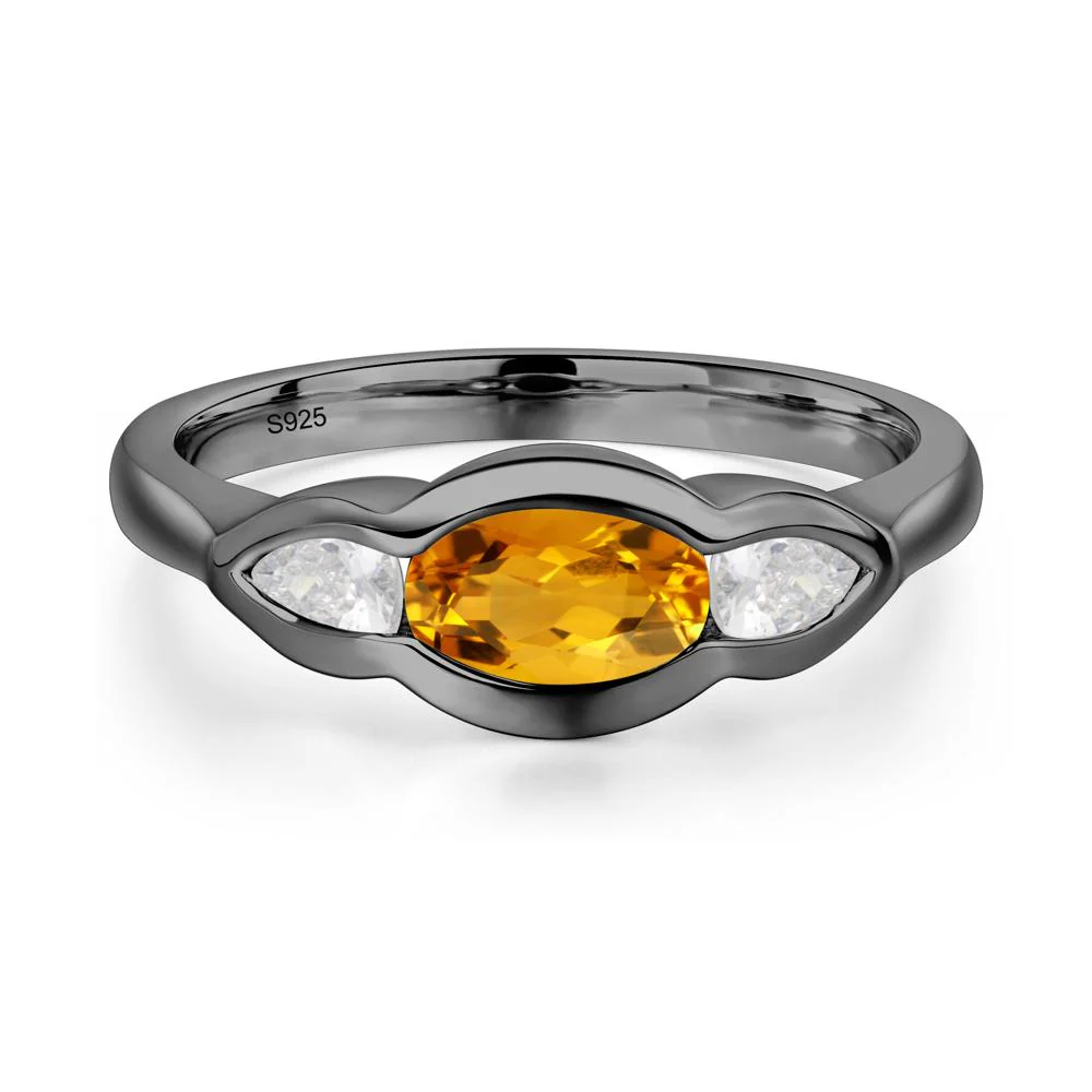 Citrine Oval Three Stone Engagement Ring - Image 6