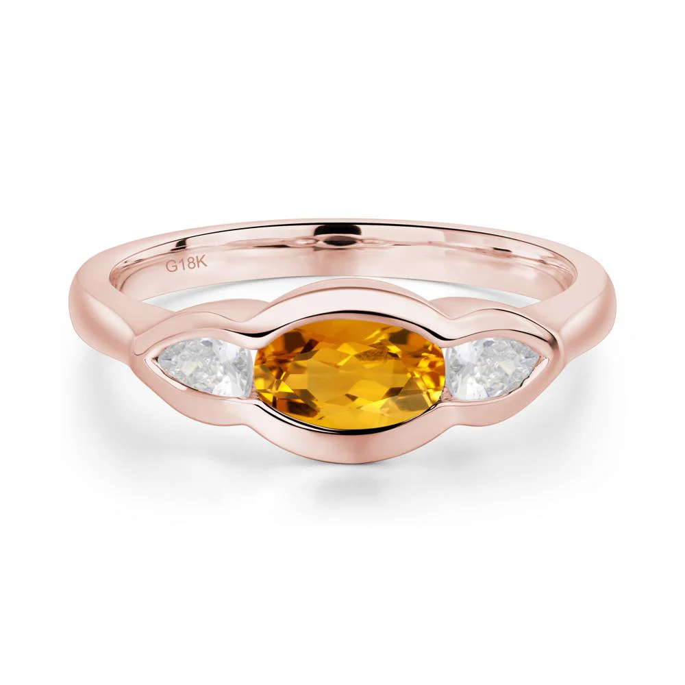 Citrine Oval Three Stone Engagement Ring - Image 9