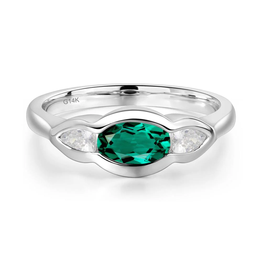 Emerald Three Stone Anniversary Ring