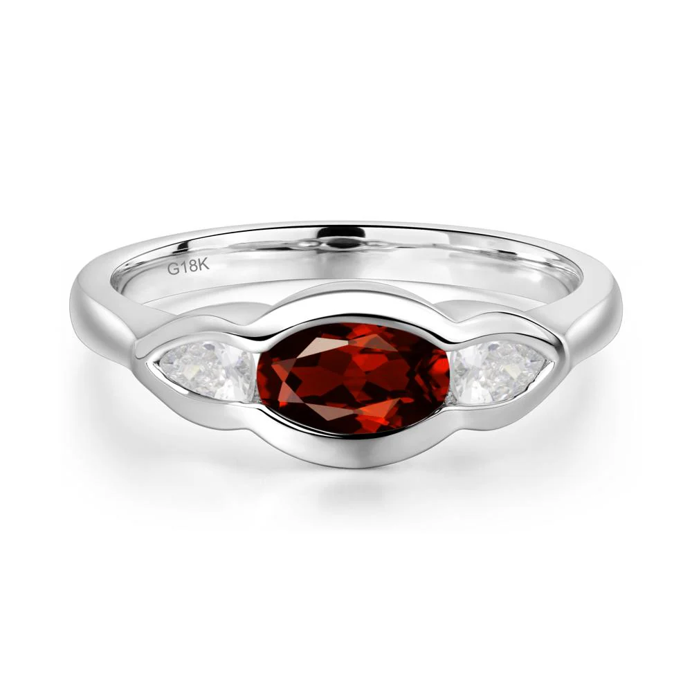 3 Stone Bezel Set Garnet Wave Ring - Image 7