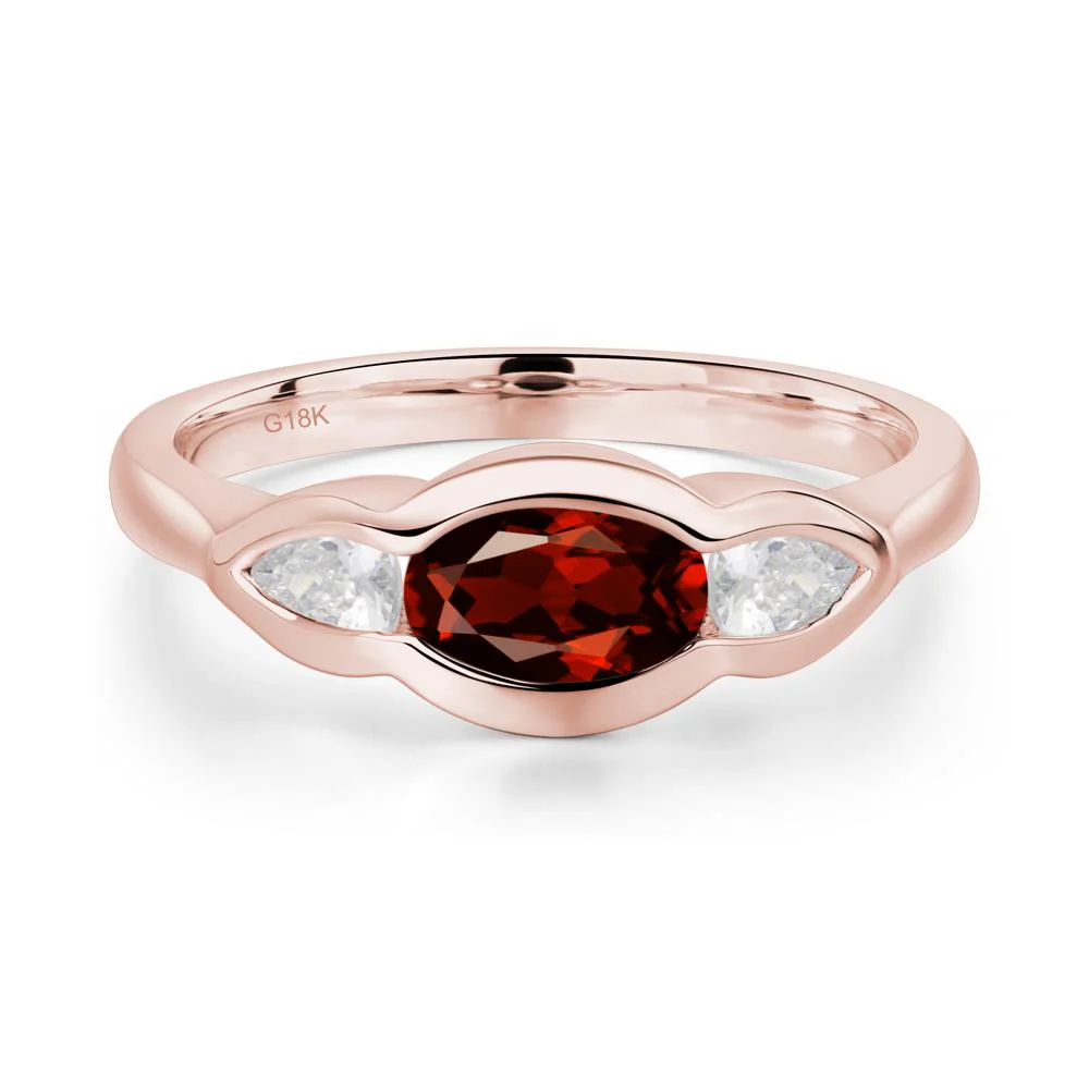 3 Stone Bezel Set Garnet Wave Ring - Image 8