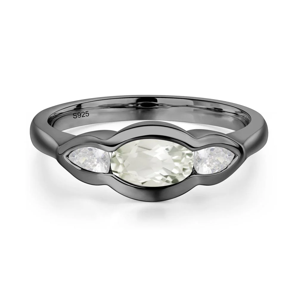 Green Amethyst Oval Three Stone Engagement Ring - Image 3