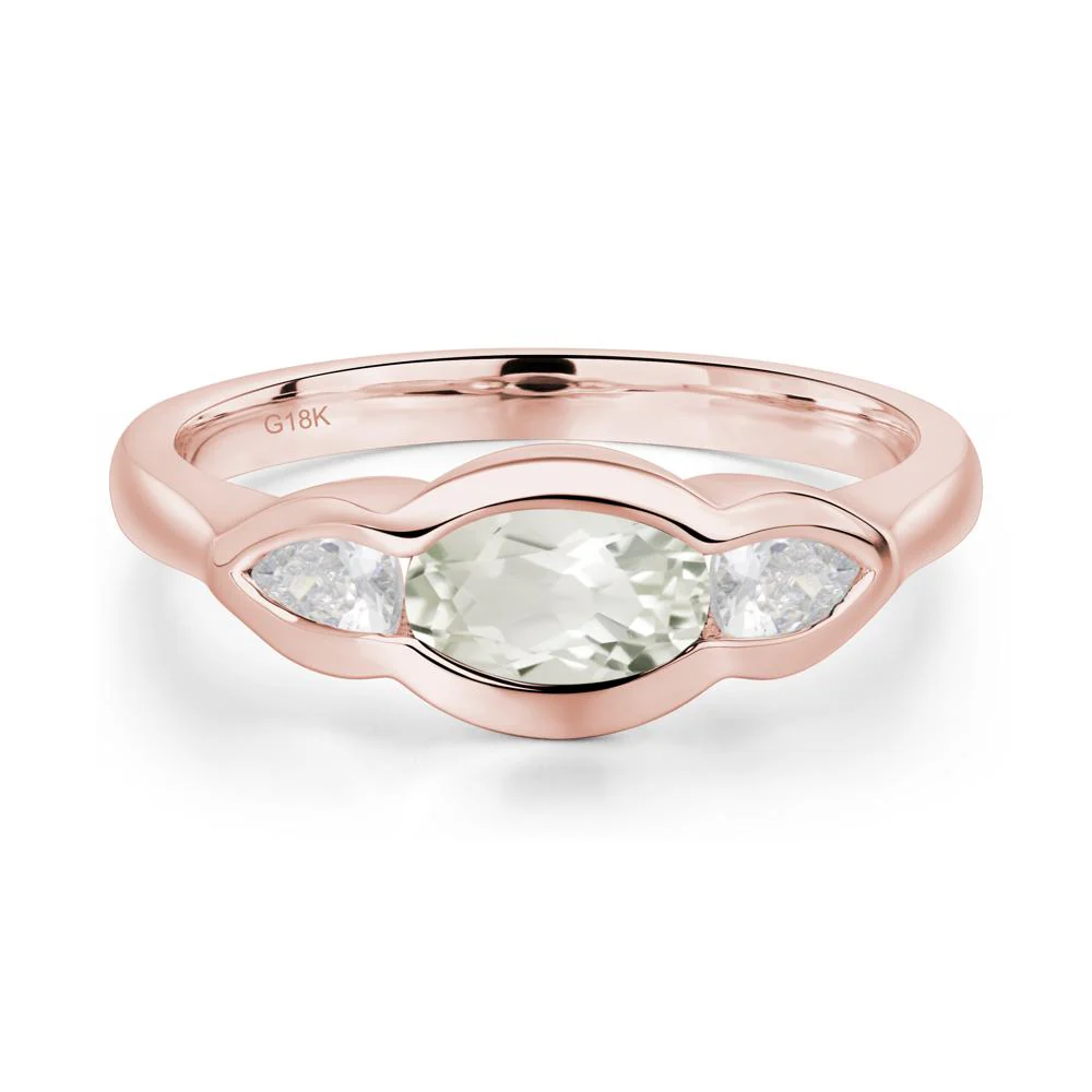 Green Amethyst Oval Three Stone Engagement Ring - Image 4
