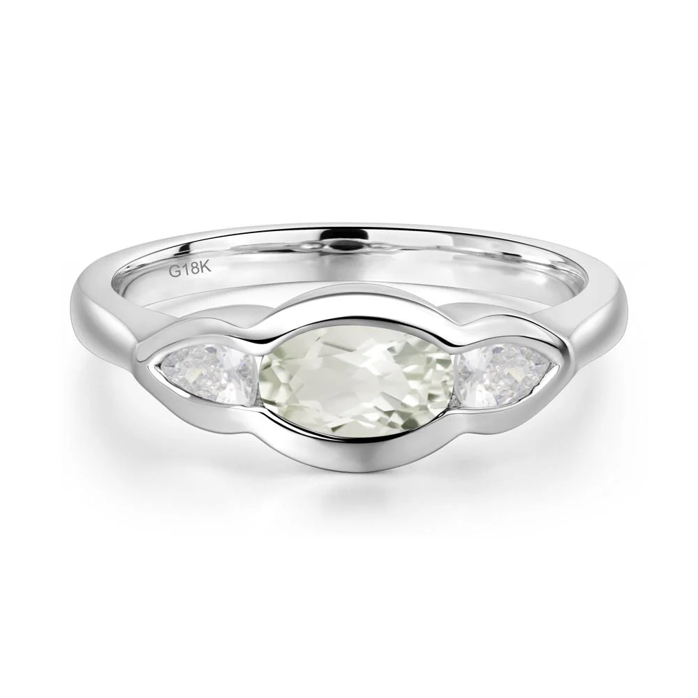 Green Amethyst Oval Three Stone Engagement Ring - Image 5