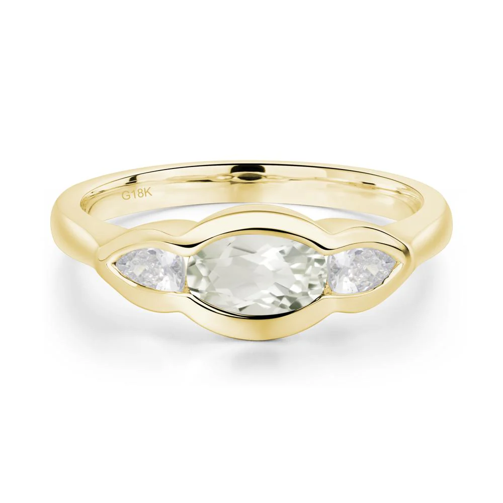 Green Amethyst Oval Three Stone Engagement Ring - Image 8