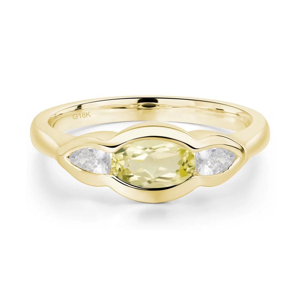 3 Stone Bezel Set Lemon Quartz Wave Ring - Image 2