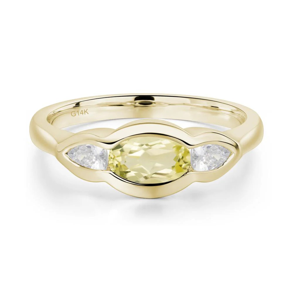 3 Stone Bezel Set Lemon Quartz Wave Ring - Image 3