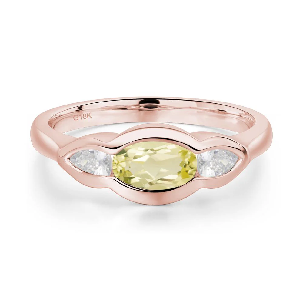 3 Stone Bezel Set Lemon Quartz Wave Ring - Image 9