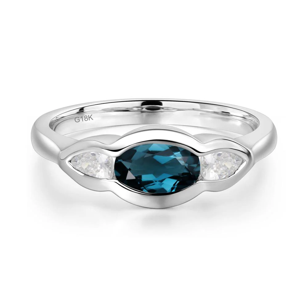 London Blue Topaz Oval Three Stone Engagement Ring - Image 3