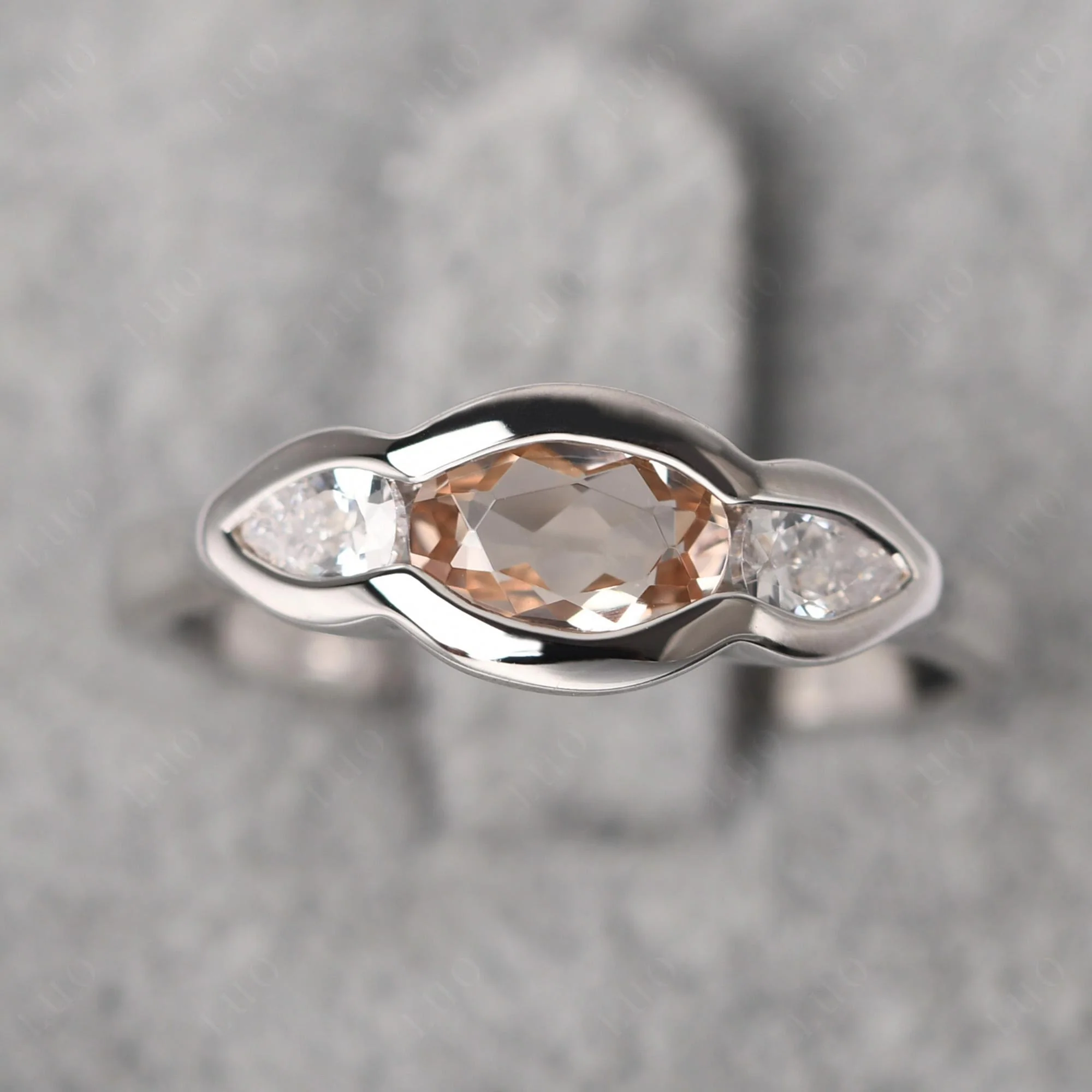 Morganite Three Stone Anniversary Ring - Image 10