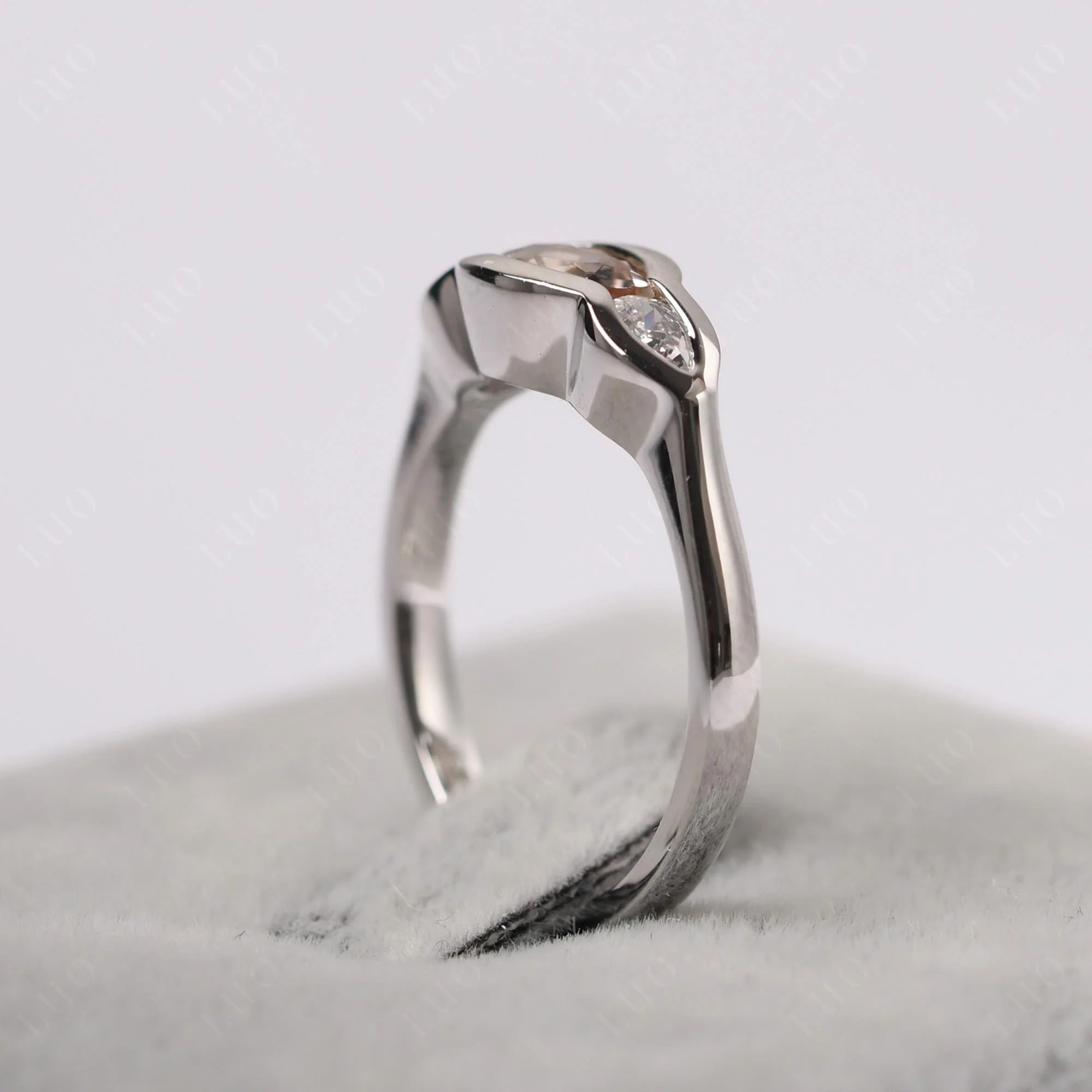 Morganite Three Stone Anniversary Ring - Image 14