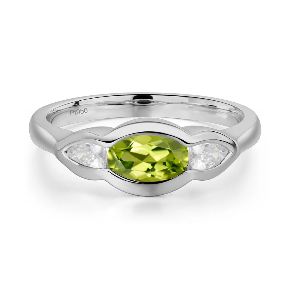 3 Stone Bezel Set Peridot Wave Ring