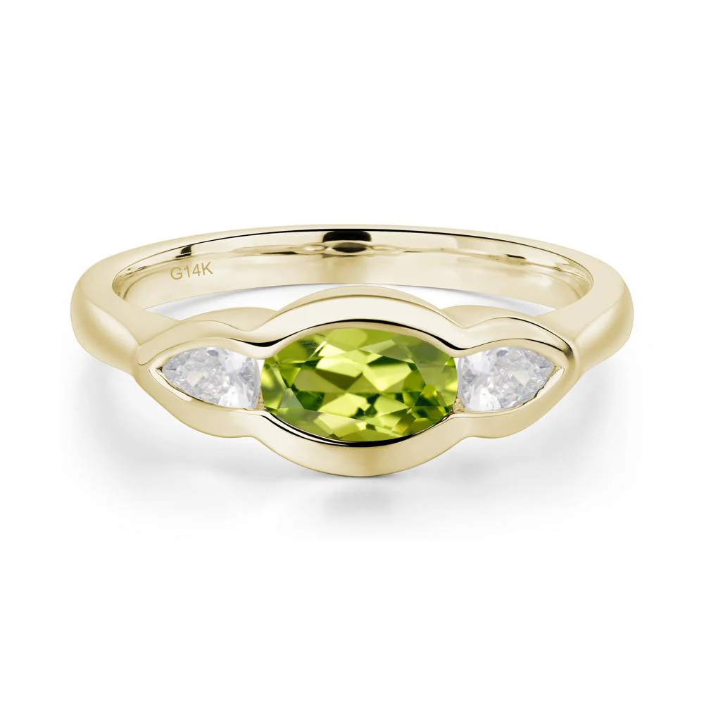 3 Stone Bezel Set Peridot Wave Ring - Image 3