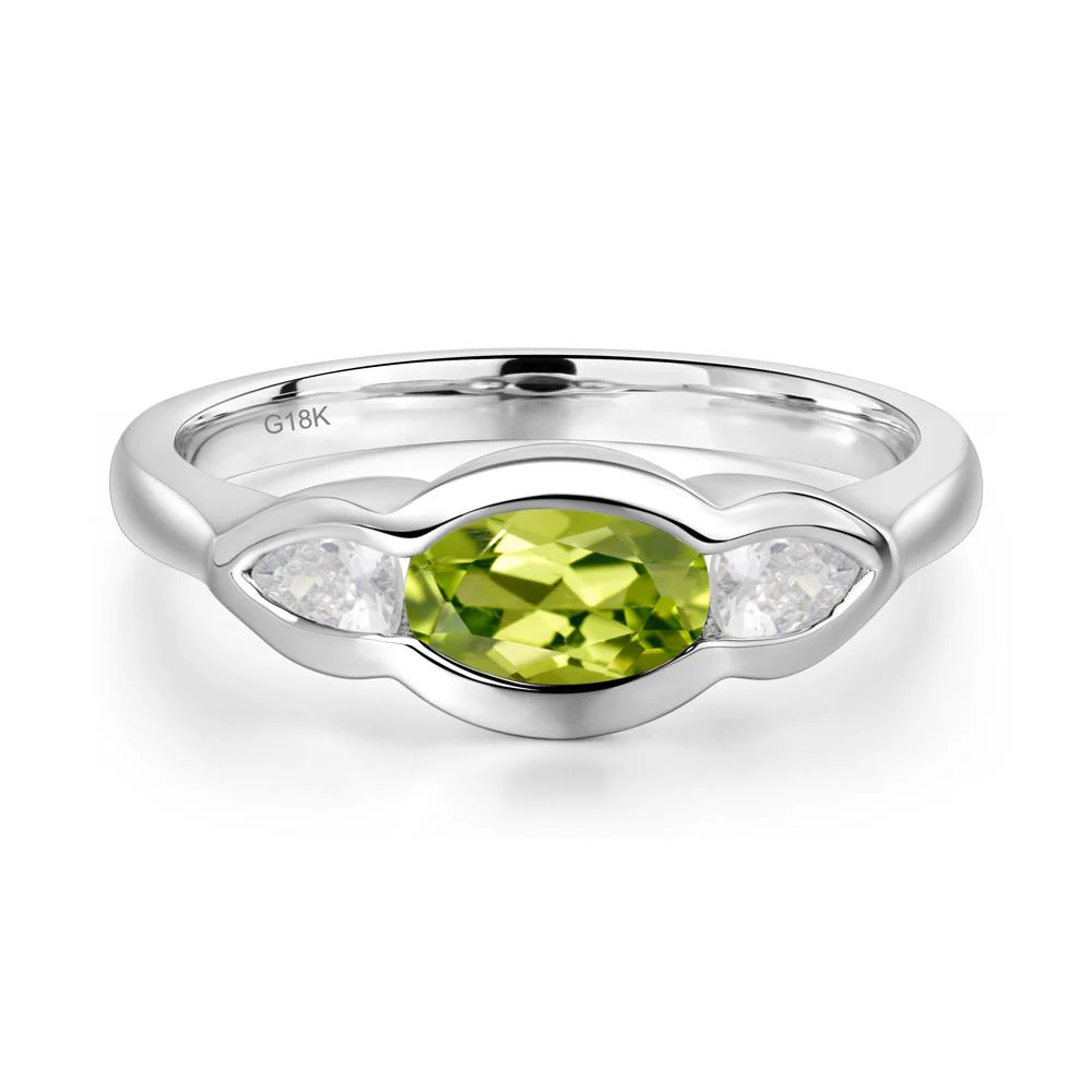 3 Stone Bezel Set Peridot Wave Ring - Image 6