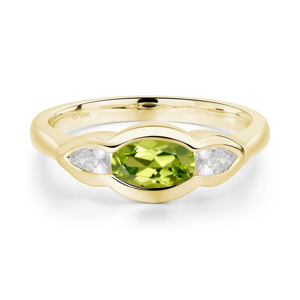 3 Stone Bezel Set Peridot Wave Ring - Image 9