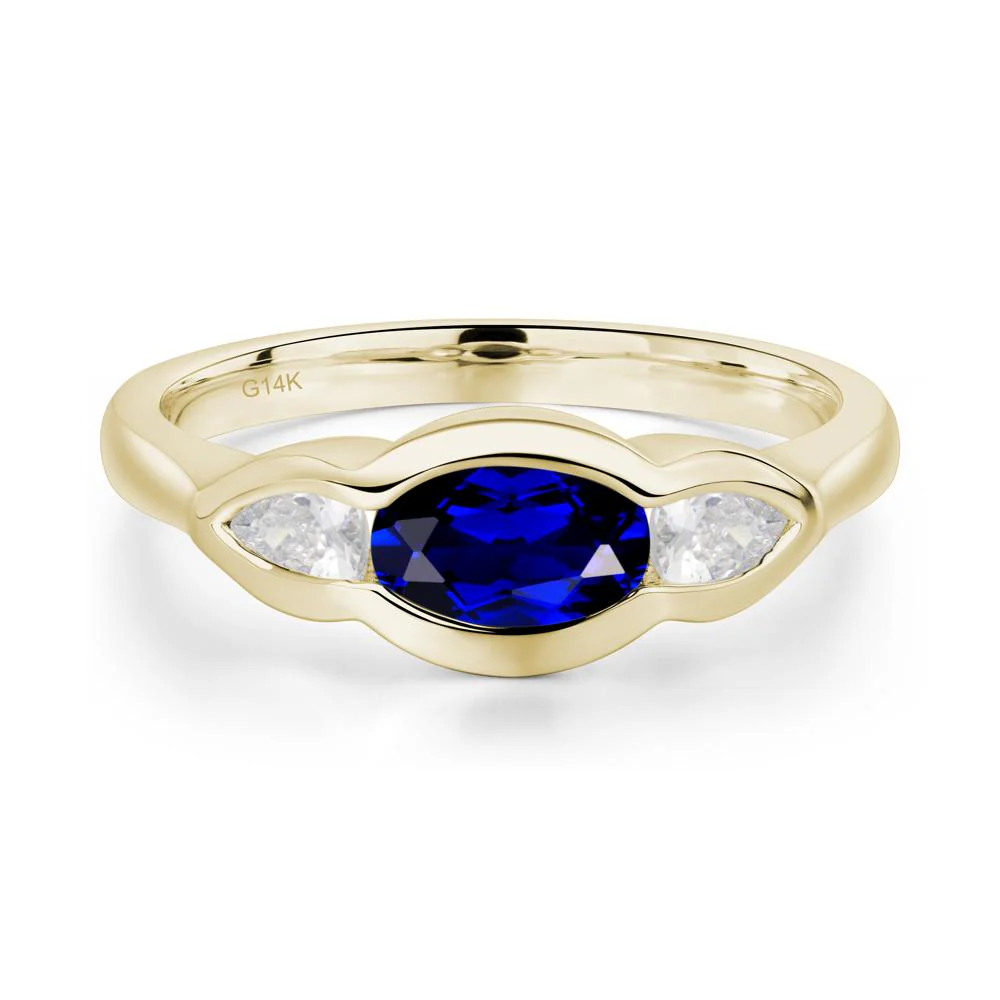 3 Stone Bezel Set Sapphire Wave Ring - Image 2