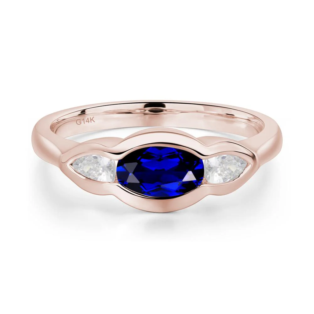 3 Stone Bezel Set Sapphire Wave Ring - Image 6