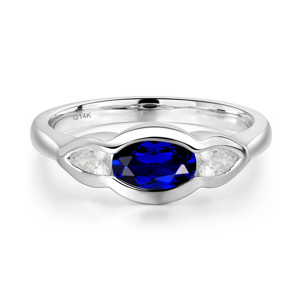 3 Stone Bezel Set Sapphire Wave Ring - Image 8