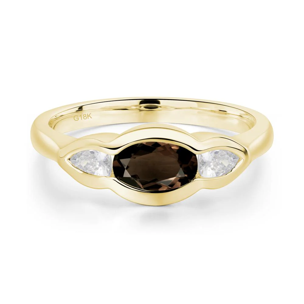 Smoky Quartz Oval Three Stone Engagement Ring - Image 2