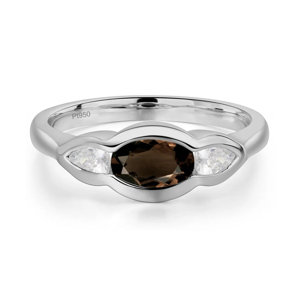 Smoky Quartz Oval Three Stone Engagement Ring - Image 3