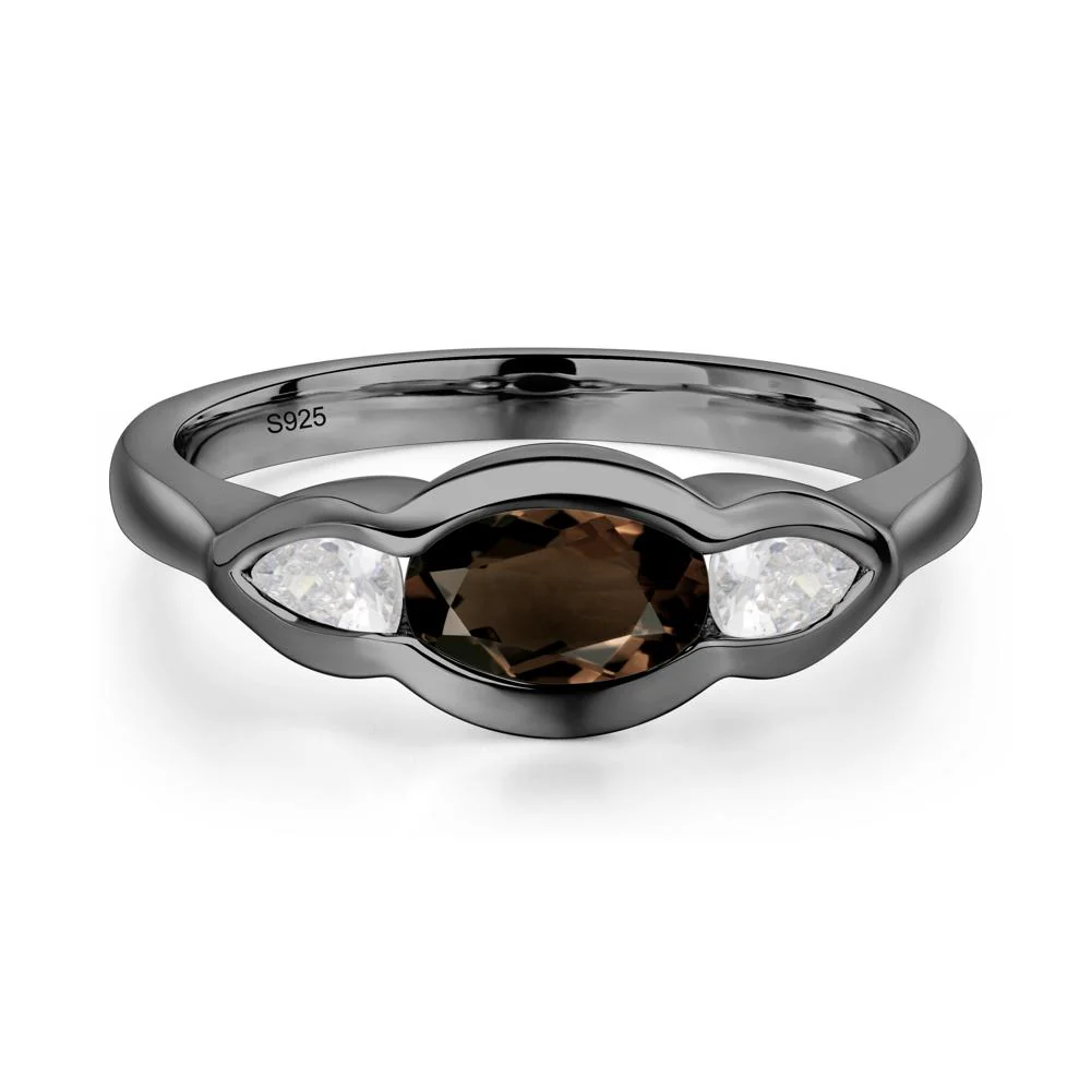 Smoky Quartz Oval Three Stone Engagement Ring - Image 4