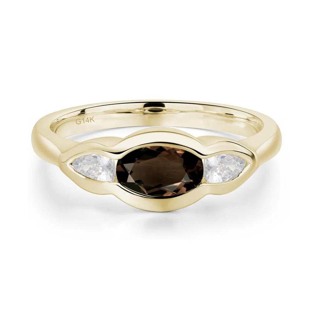 Smoky Quartz Oval Three Stone Engagement Ring - Image 5