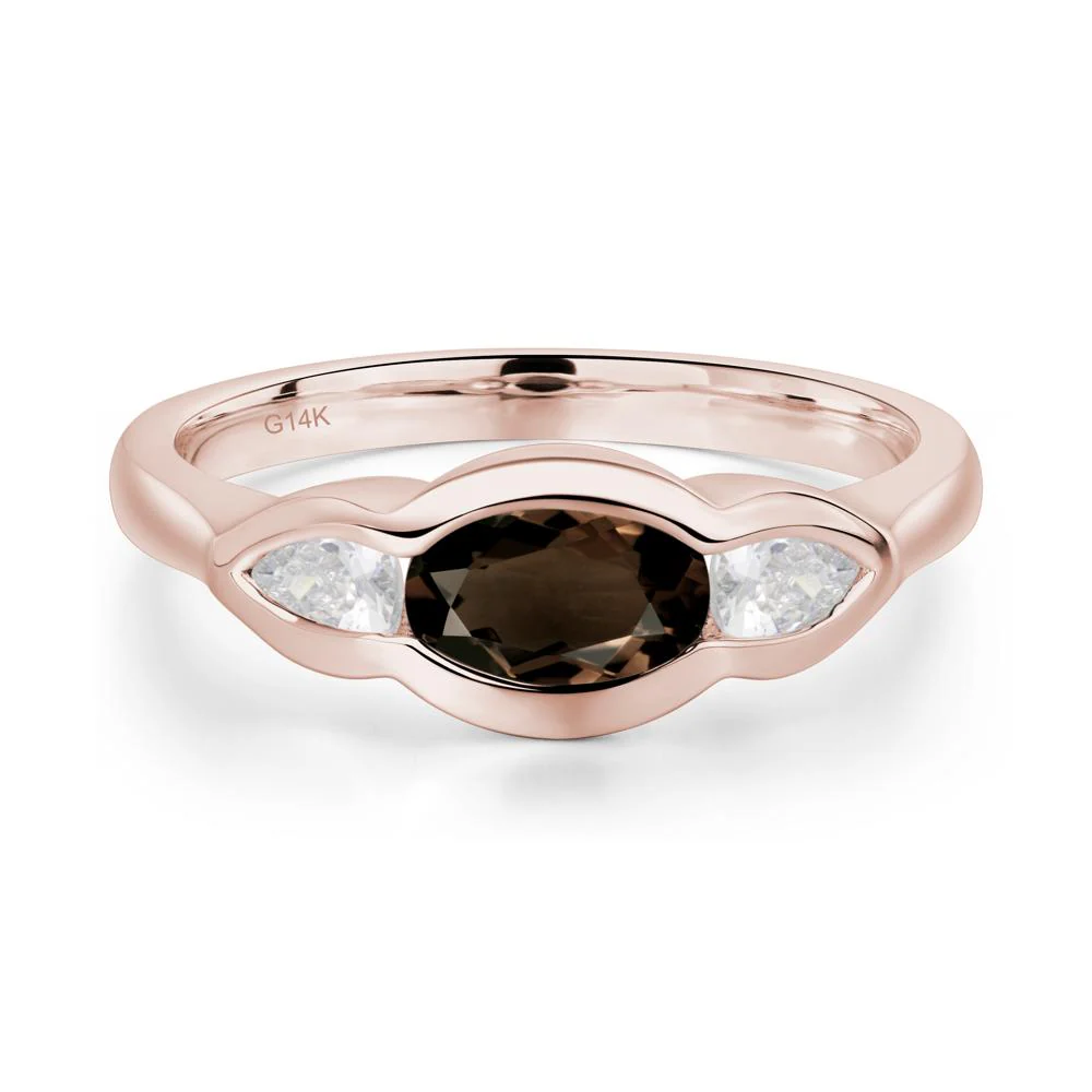 Smoky Quartz Oval Three Stone Engagement Ring - Image 7