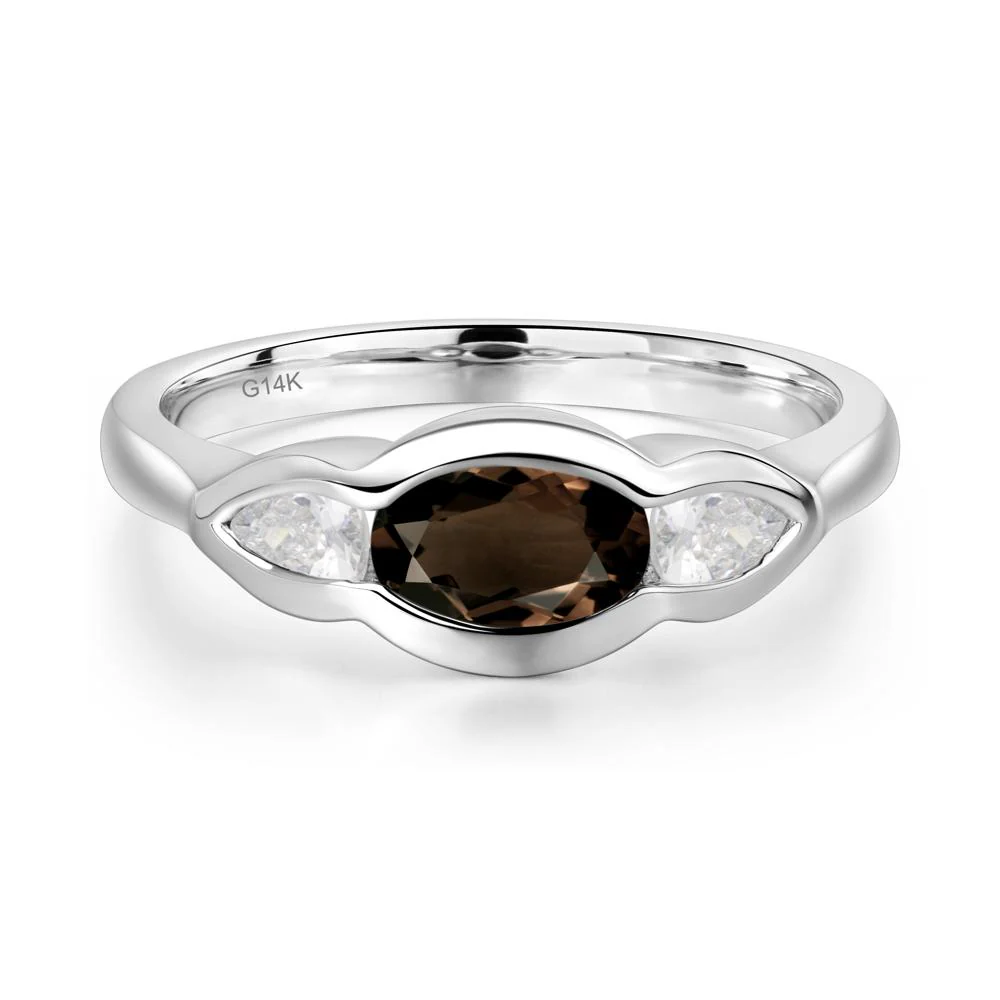 Smoky Quartz Oval Three Stone Engagement Ring - Image 9