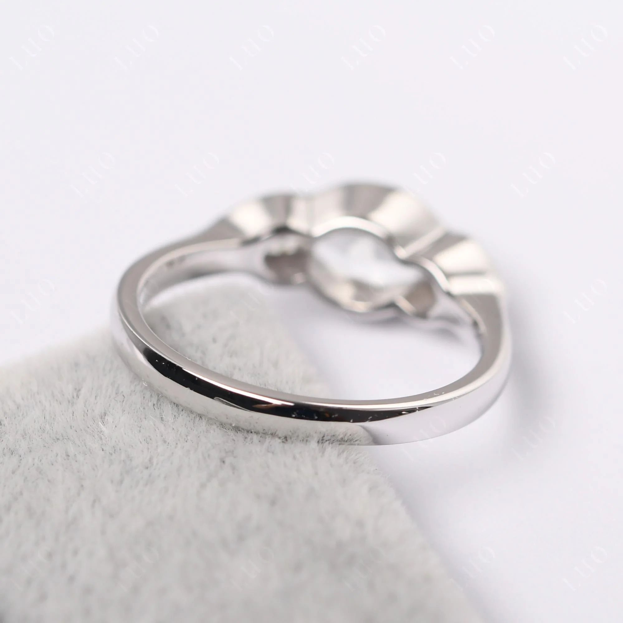 White Topaz Three Stone Anniversary Ring - Image 12
