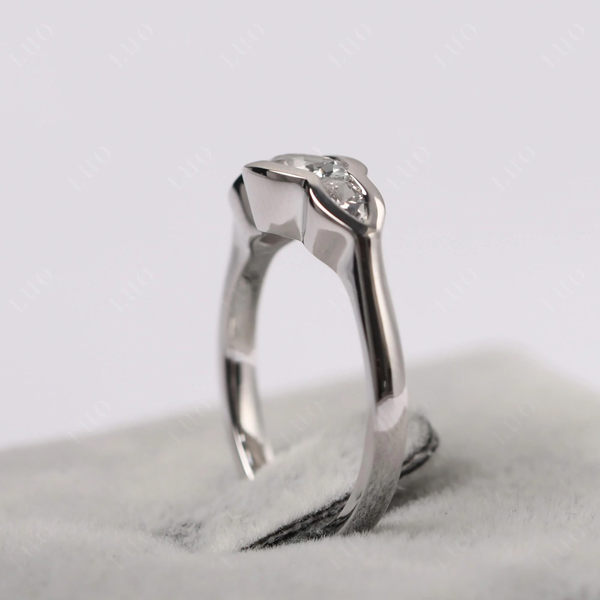 White Topaz Three Stone Anniversary Ring - Image 13
