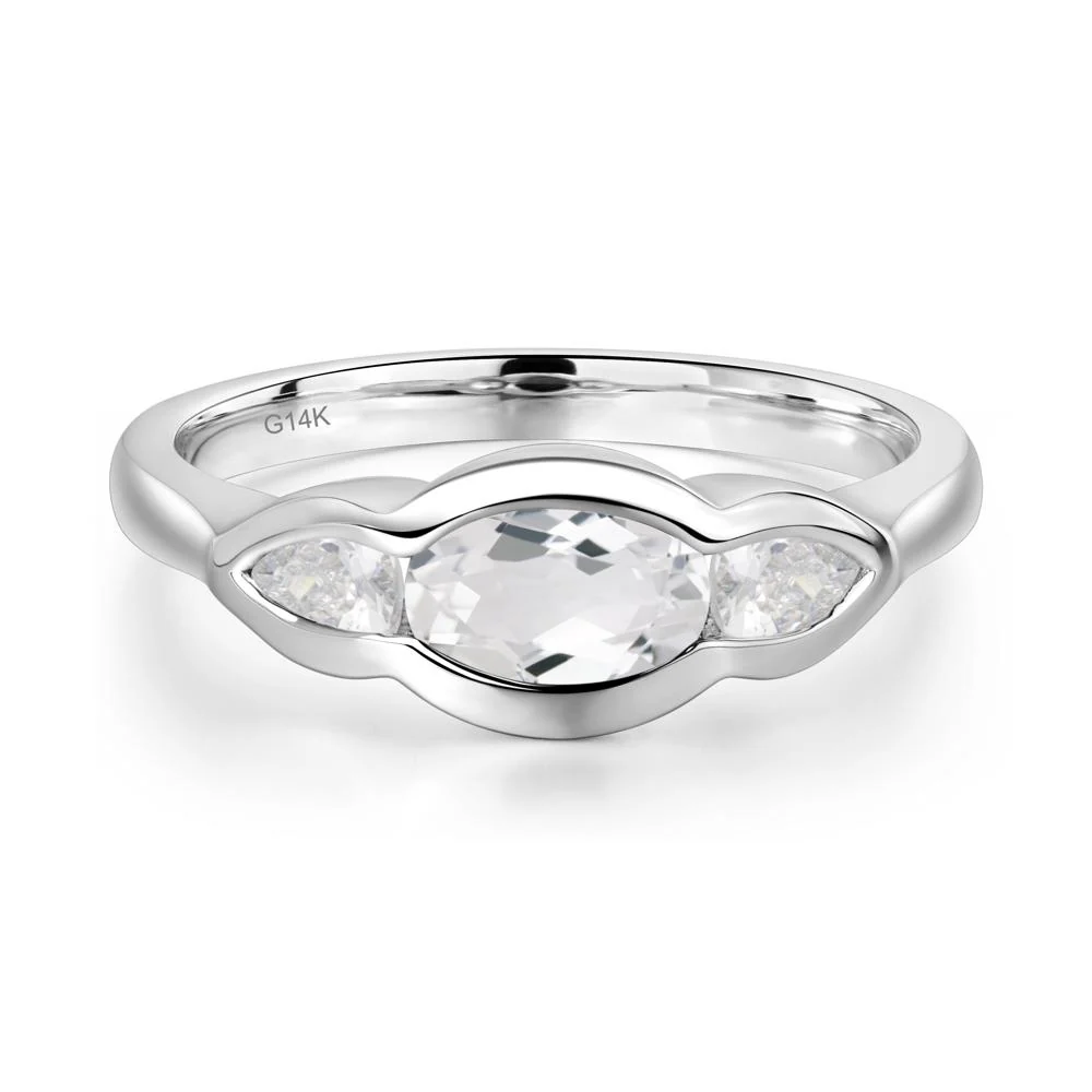 White Topaz Three Stone Anniversary Ring - Image 4