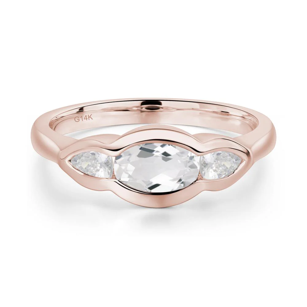 White Topaz Three Stone Anniversary Ring - Image 8