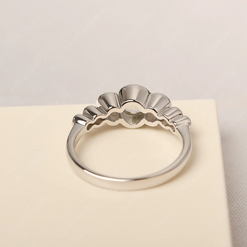 White Topaz Three Stone Milgrain Ring - Image 3
