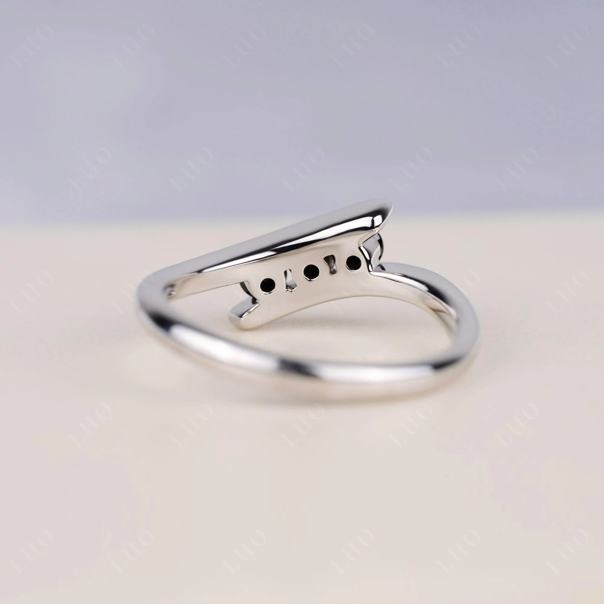 3 Stone Black Spinel Bypass Ring - Image 3