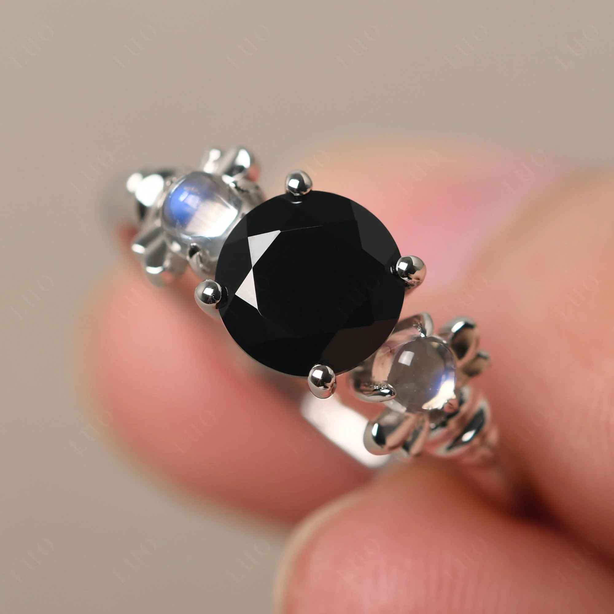 Black Spinel and Moonstone Bee Ring - Image 10