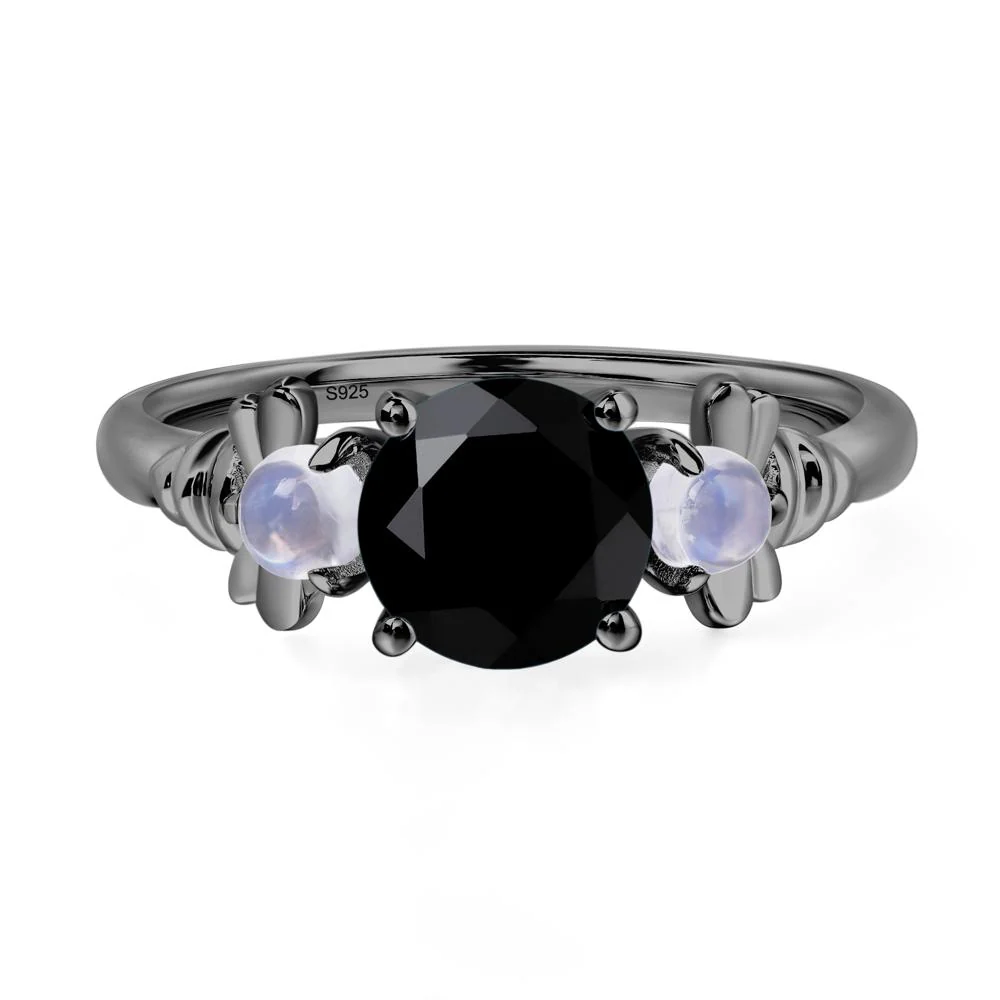 Black Spinel and Moonstone Bee Ring - Image 2