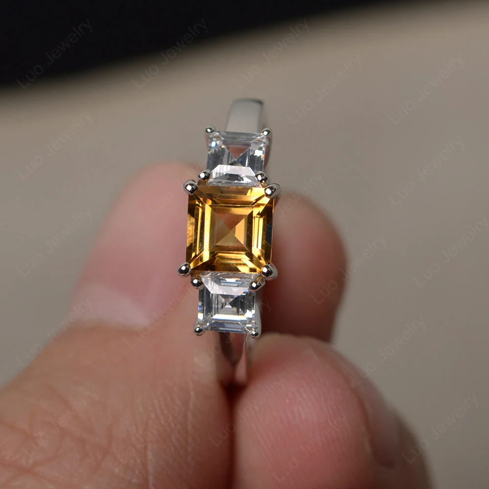 3 Stone Citrine Ring