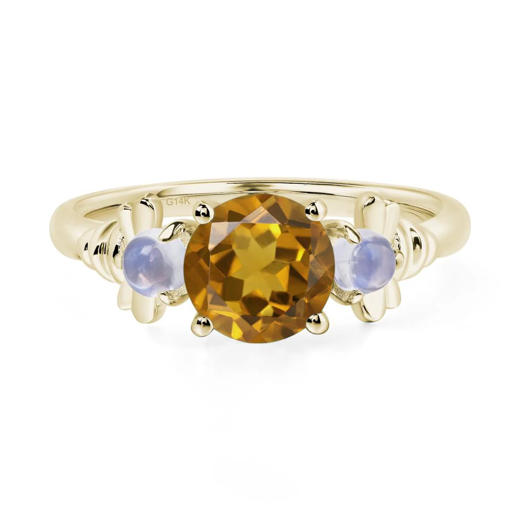 Citrine and Moonstone Honey Bee Ring