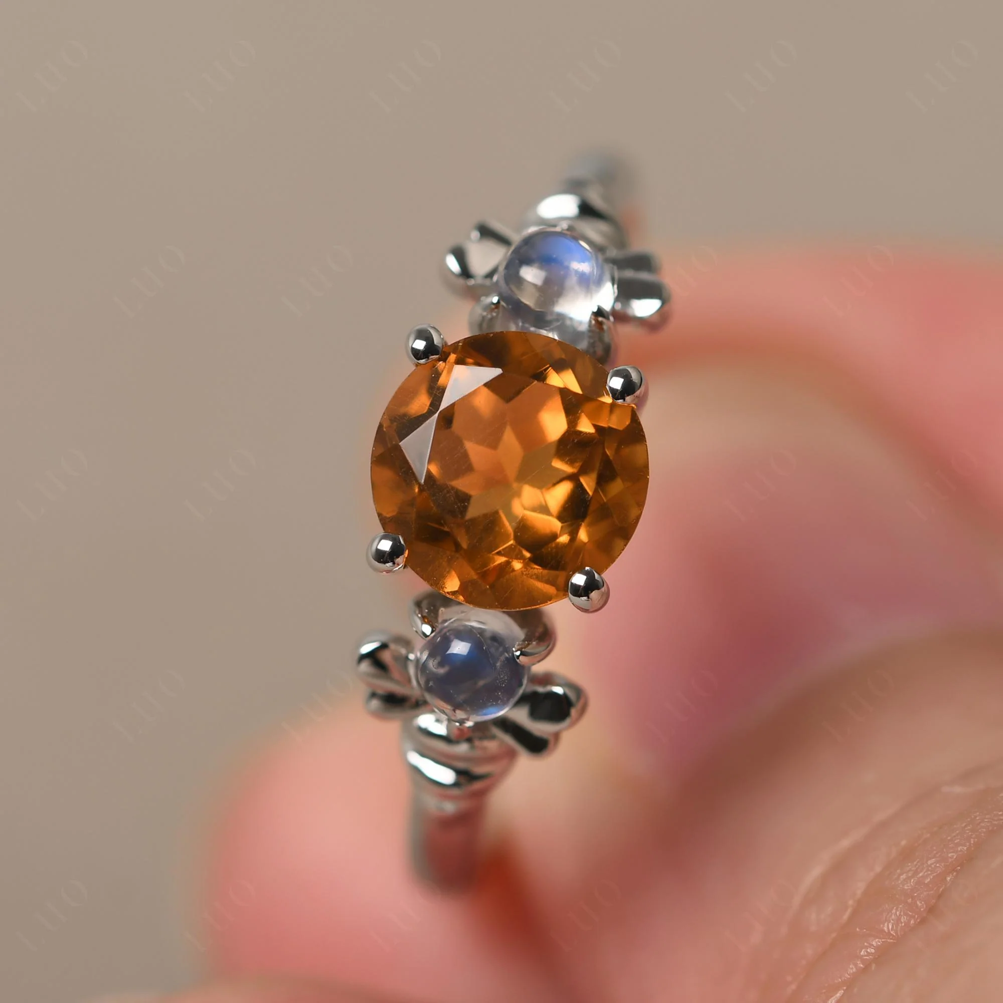 Citrine and Moonstone Honey Bee Ring - Image 10